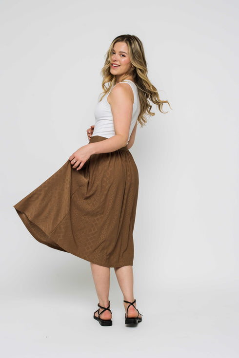 Lina-Stretch Eyelet Midi Skirt